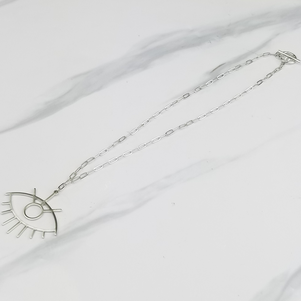 SOLD -  New Chic Paperclip Evil Eye Choker Necklace NWT - Picture 7 of 12